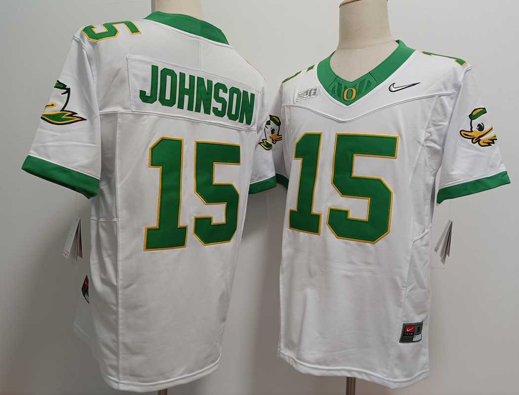 Men's Oregon Ducks #15 Tez Johnson White 2024 FUSE College Football Jersey,We sell and wholesale Men's Oregon Ducks #15 Tez Johnson White 2024 FUSE College Football Jersey on line form chian!